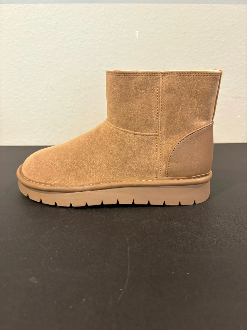 Cat & Jack Girls Honor Faux Suede Style Fur Lined Boots Cognac Toddler Youth 1Y